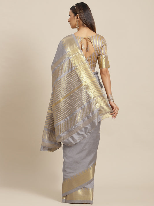 Dhiyona RV Women's Assam Silk With Golden Broad Border Saree  ( KVD1718 )
