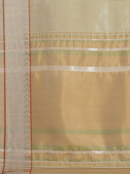 Dhiyona RV Women's Elegant Cotton Silk Linen Saree with Designer Golden Border ( KVD1744 )
