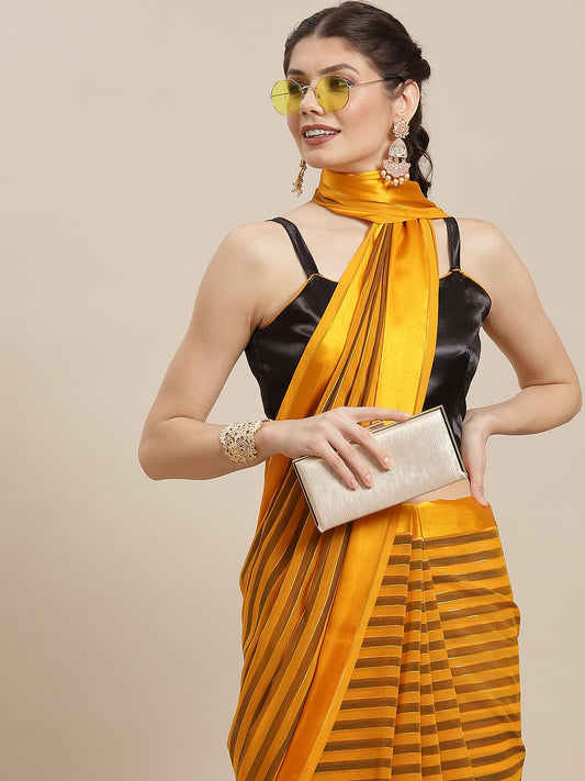 Dhiyona RV Women's Elegant Silk Blend Saree with Silver Zari Weaving Stripes With Blouse ( KVD1788 )