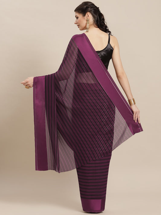Dhiyona RV Women's Elegant Silk Blend Saree with Silver Zari Weaving Stripes With Blouse ( KVD1789 )