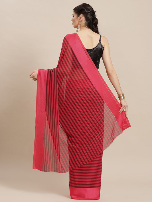 Dhiyona RV Women's Elegant Silk Blend Saree with Silver Zari Weaving Stripes With Blouse ( KVD1790 )