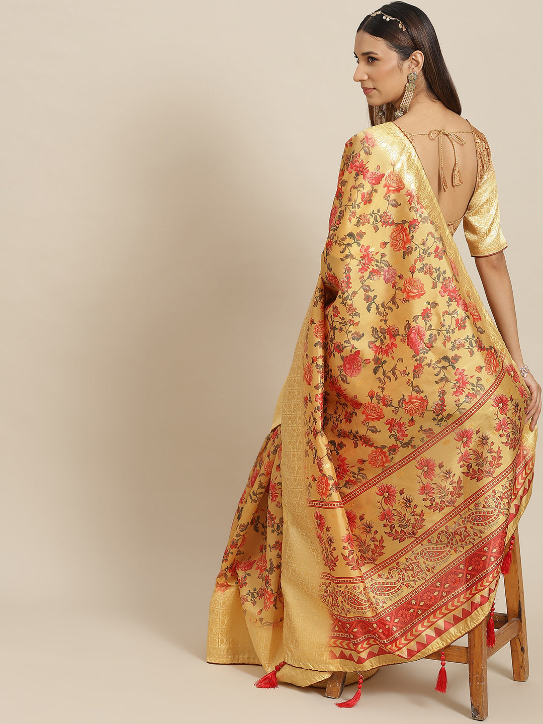 Dhiyona RV Women's Banasari jari iWeaving Silk Saree With Matching Blouse ( KVD1792 )