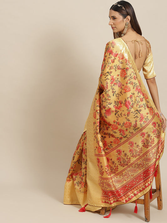 Dhiyona RV Women's Banasari jari iWeaving Silk Saree With Matching Blouse ( KVD1792 )