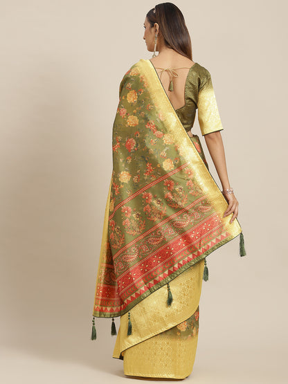 Dhiyona RV Women's Banasari jari iWeaving Silk Saree With Matching Blouse ( KVD1793 )