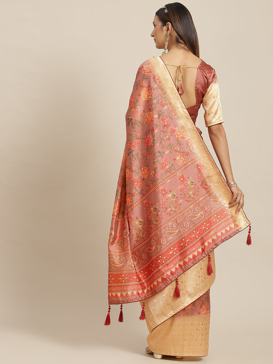 Dhiyona RV Women's Banasari jari iWeaving Silk Saree With Matching Blouse ( KVD1794 )