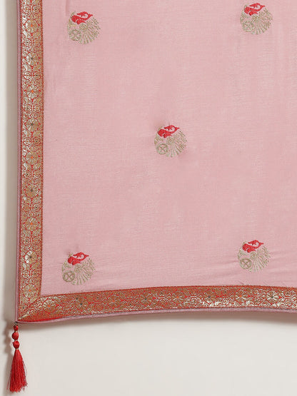 Dhiyona RV Women's Designer Vichitra Georgette Embroidered Saree with Jacquard Lace With Blouse ( KVD1796 )