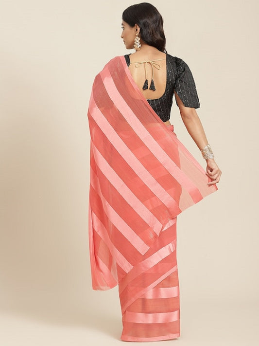 Dhiyona RV Women's Luxurious Silk Blend Saree with Satin & Zari Stripes and Sequins Blouse ( KVD1805 )