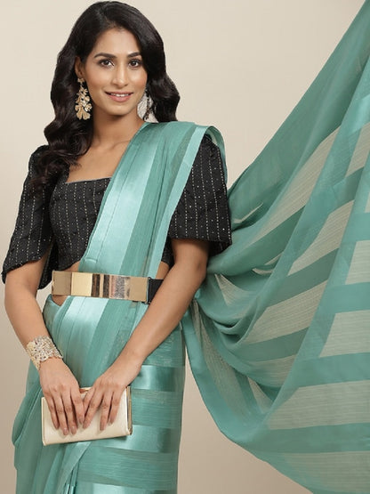 Dhiyona RV Women's Luxurious Silk Blend Saree with Satin & Zari Stripes and Sequins Blouse ( KVD1806 )
