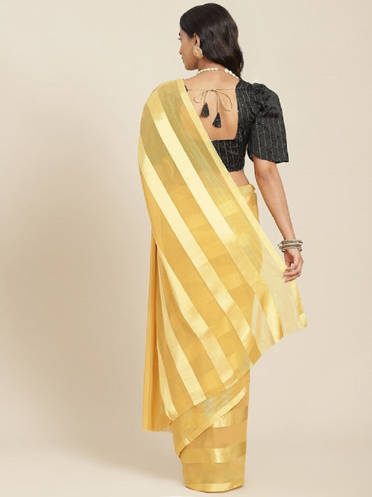 Dhiyona RV Women's Luxurious Silk Blend Saree with Satin & Zari Stripes and Sequins Blouse ( KVD1807 )