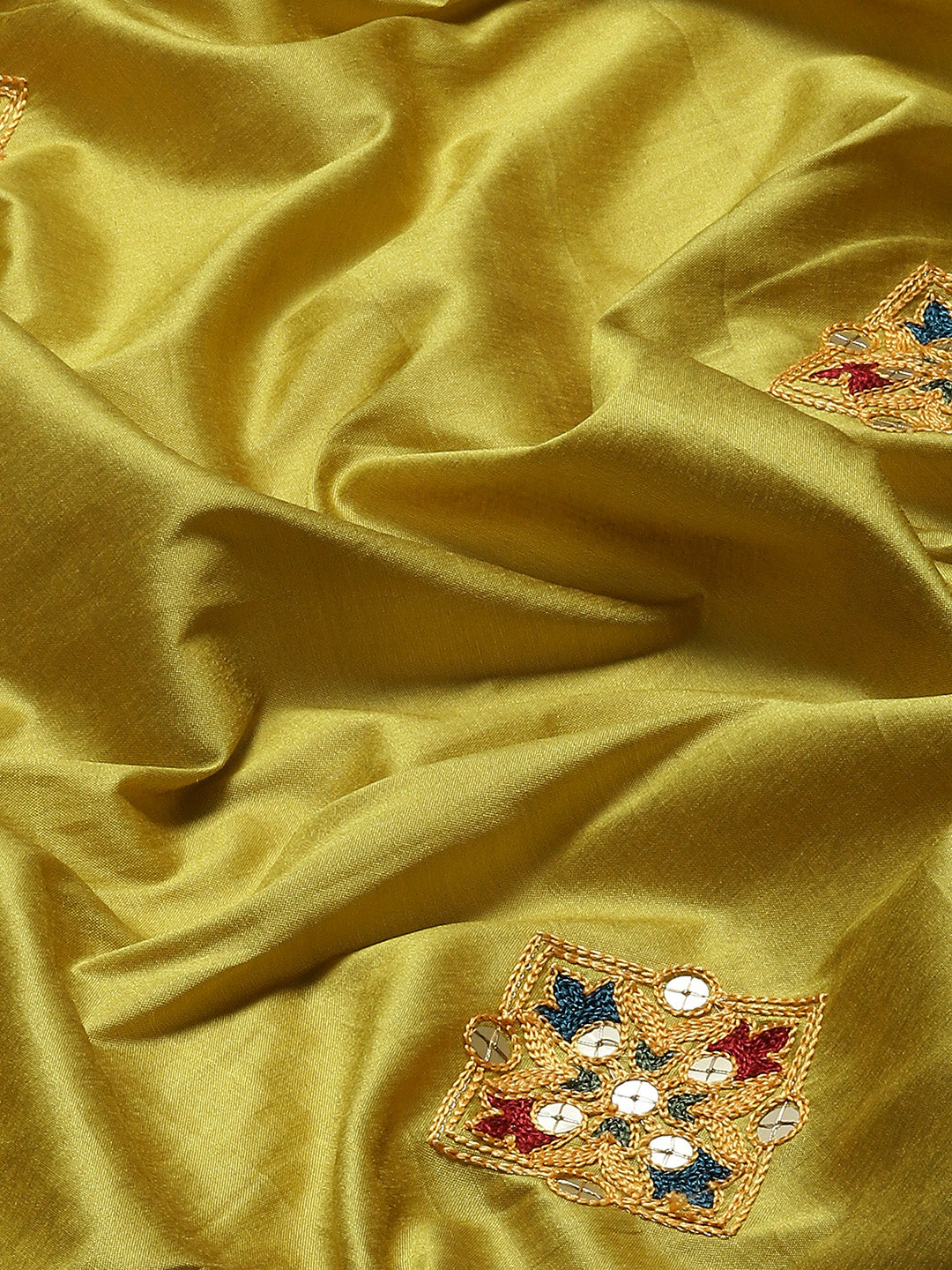 Dhiyona RV Women's Exquisite Aangi Cotton Silk Saree with Multi-Color Thread & Sequins Embroidery With Blouse ( KVD1812 )