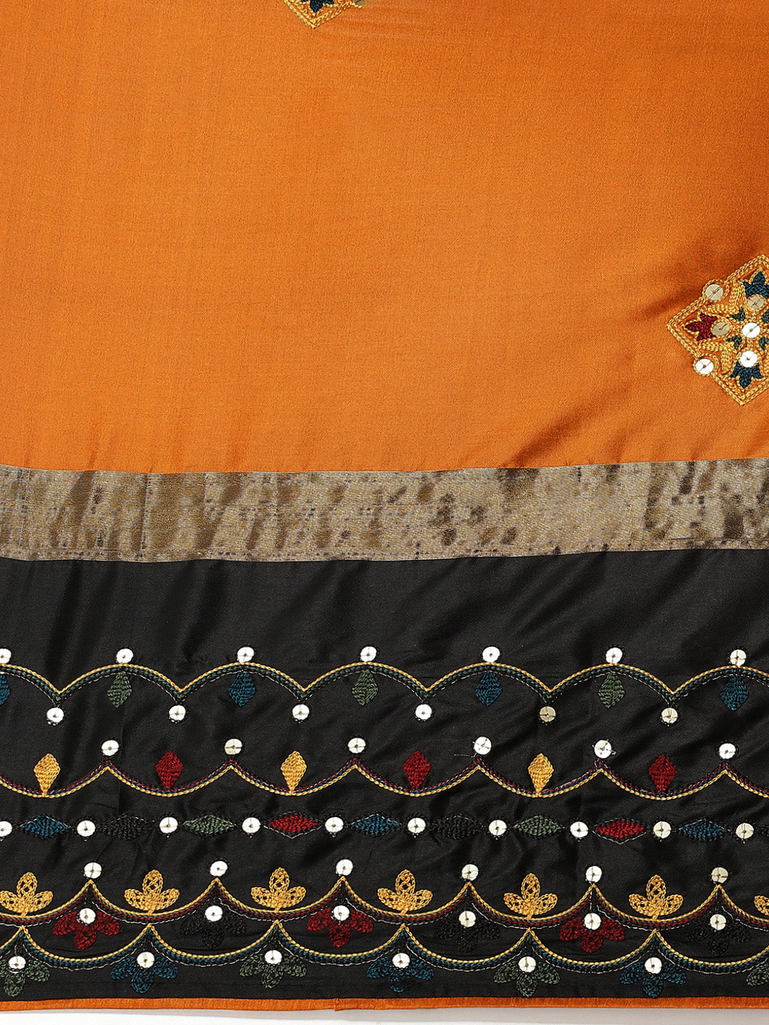 Dhiyona RV Women's Exquisite Aangi Cotton Silk Saree with Multi-Color Thread & Sequins Embroidery With Blouse ( KVD1815 )