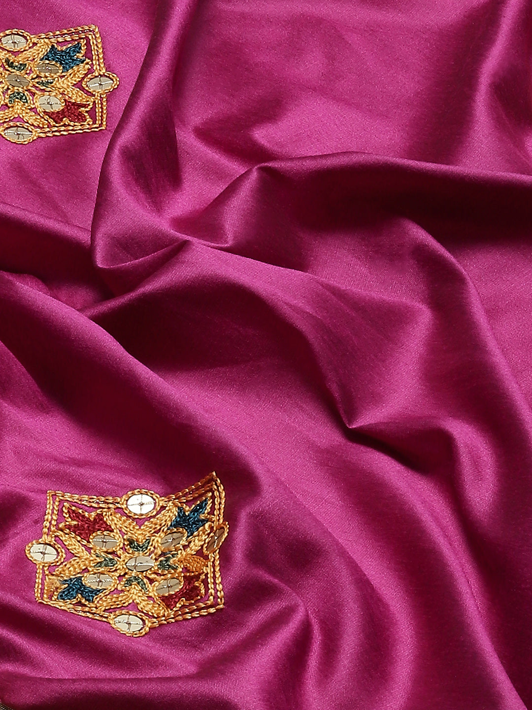 Dhiyona RV Women's Exquisite Aangi Cotton Silk Saree with Multi-Color Thread & Sequins Embroidery With Blouse ( KVD1816 )