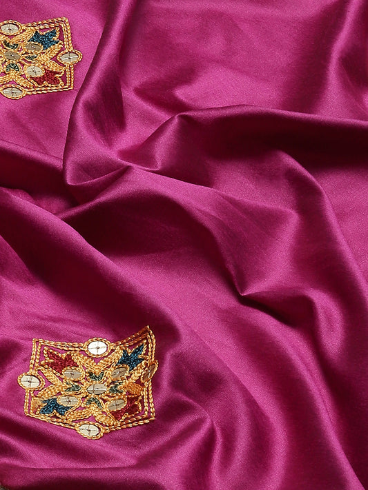 Dhiyona RV Women's Exquisite Aangi Cotton Silk Saree with Multi-Color Thread & Sequins Embroidery With Blouse ( KVD1816 )