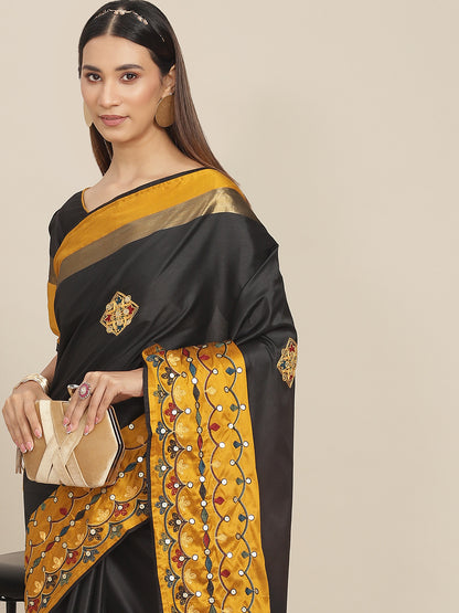 Dhiyona RV Women's Exquisite Aangi Cotton Silk Saree with Multi-Color Thread & Sequins Embroidery With Blouse ( KVD1820 )