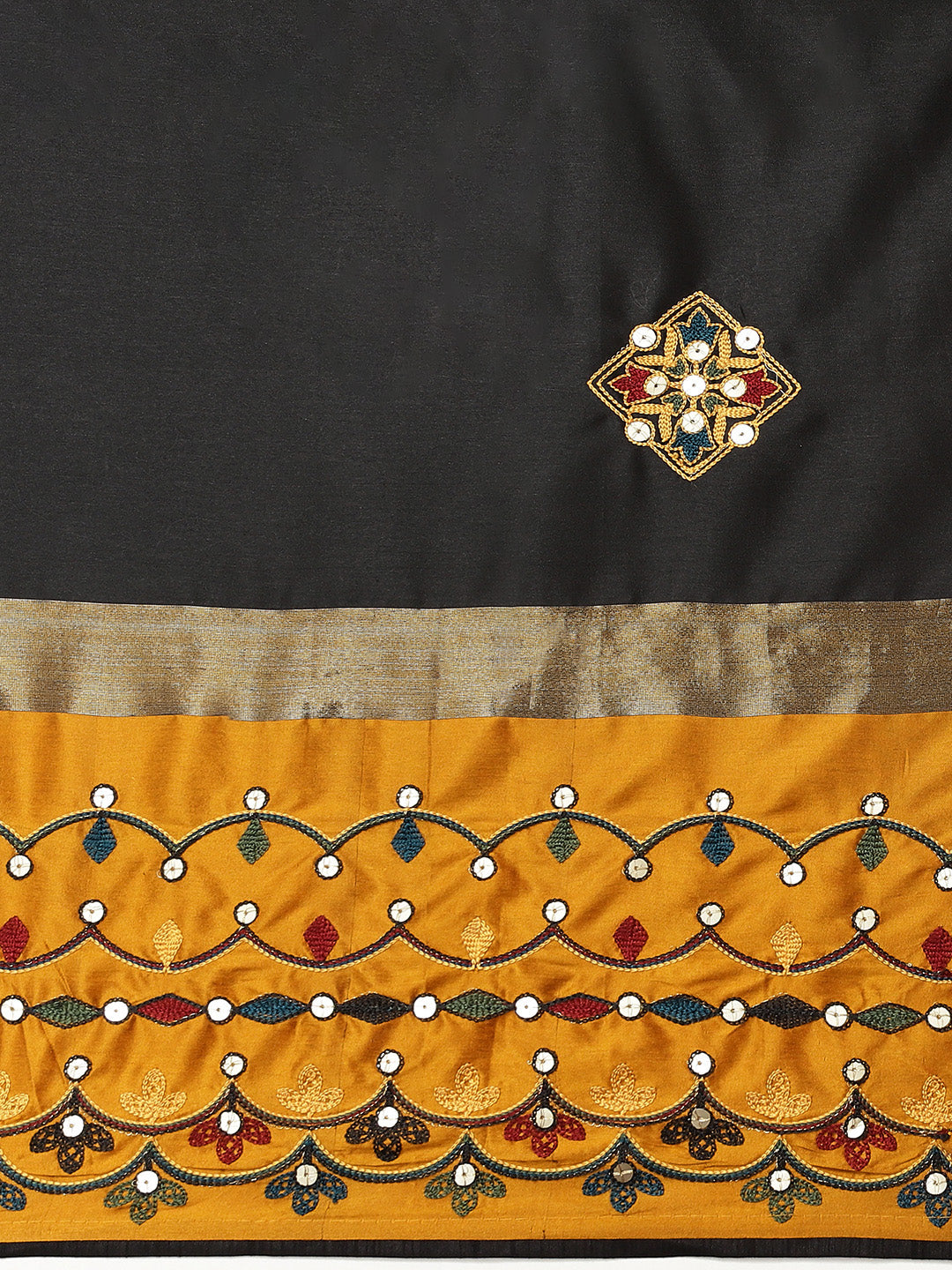 Dhiyona RV Women's Exquisite Aangi Cotton Silk Saree with Multi-Color Thread & Sequins Embroidery With Blouse ( KVD1820 )