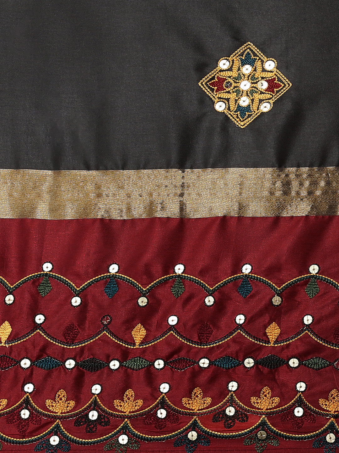 Dhiyona RV Women's Exquisite Aangi Cotton Silk Saree with Multi-Color Thread & Sequins Embroidery With Blouse ( KVD1821 )