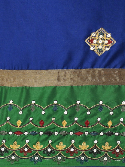 Dhiyona RV Women's Exquisite Aangi Cotton Silk Saree with Multi-Color Thread & Sequins Embroidery With Blouse ( KVD1822 )