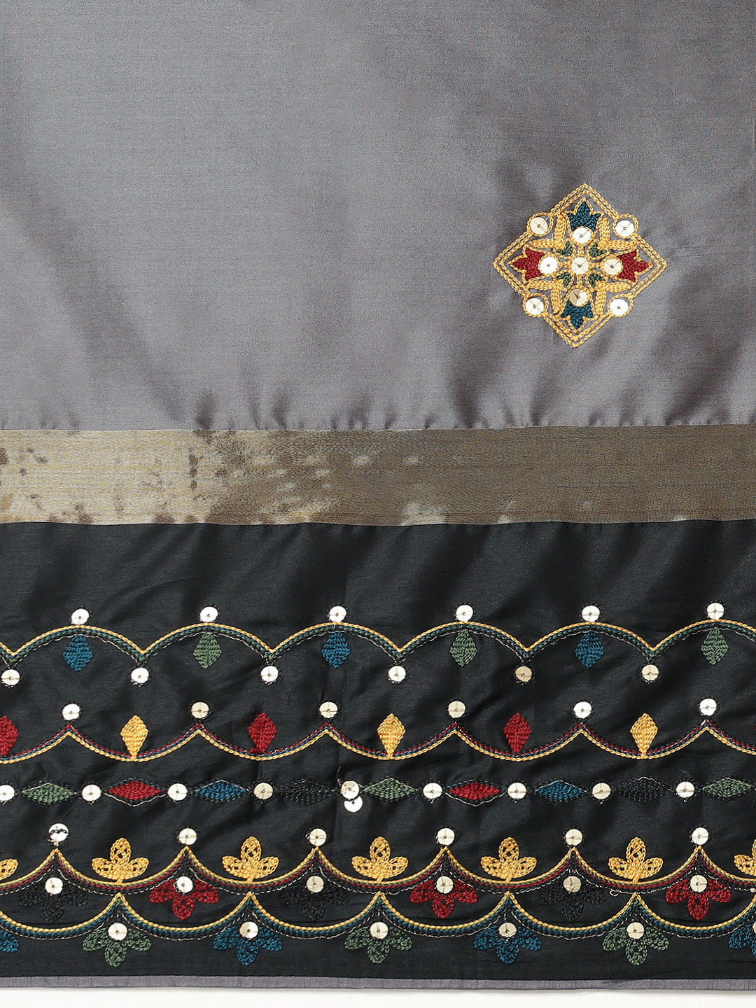 Dhiyona RV Women's Exquisite Aangi Cotton Silk Saree with Multi-Color Thread & Sequins Embroidery With Blouse ( KVD1823 )