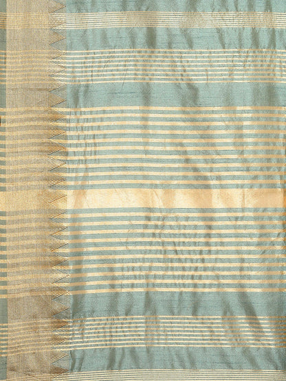 Dhiyona RV Women's Elegant Assam Cotton Silk Saree with Thread Embroidery & Golden Zari Border With Blouse ( KVD1895 )