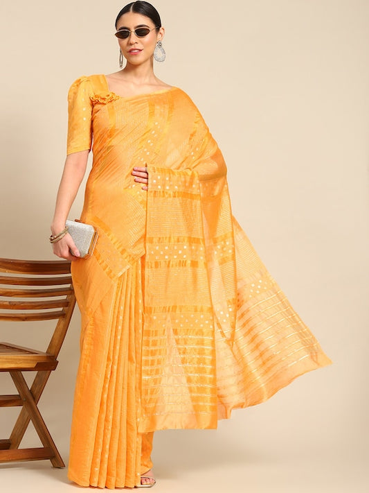 Dhiyona RV Women's Premium Soft Banarasi Cotton Tie-Dye Saree with Zari & Sequins Weaving With Blouse ( KVD1901 )