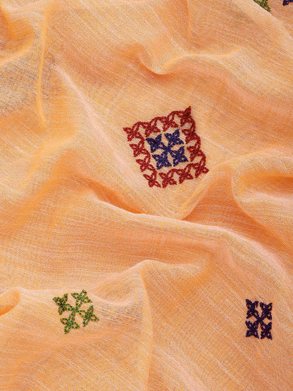 Dhiyona RV Women's Graceful Linen Cotton Saree with Elegant Thread Embroidery With Blouse ( KVD1916 )
