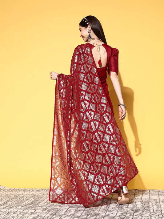 Dhiyona RV Women's Premium Georgette Sequins Embroidered Saree with Banglori Silk Blouse ( KVD1923 )