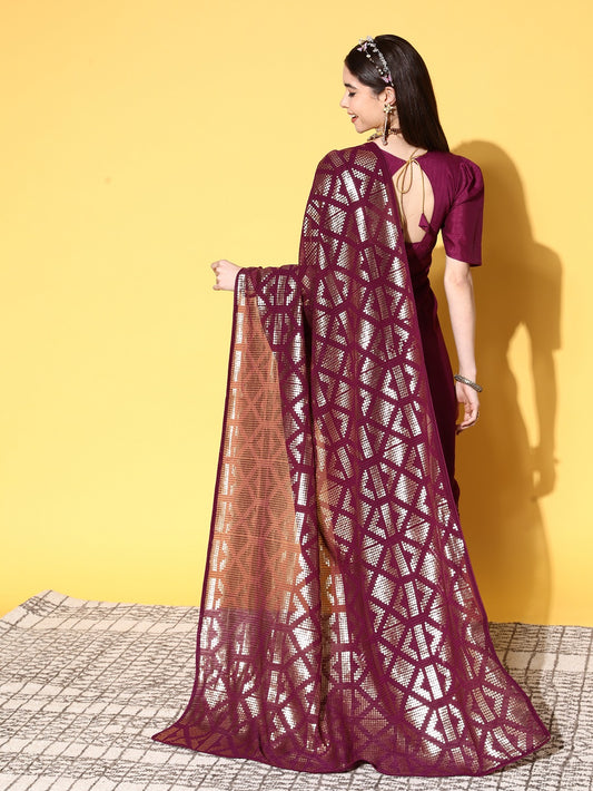 Dhiyona RV Women's Premium Georgette Sequins Embroidered Saree with Banglori Silk Blouse ( KVD1924 )
