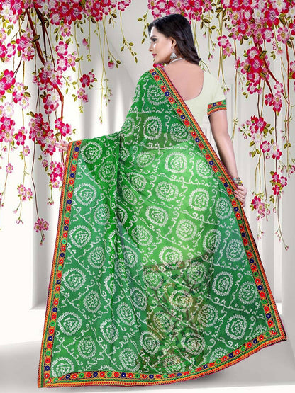 Dhiyona RV Women's Floral Embroidery Georgette Saree with Blouse ( KVD193 )