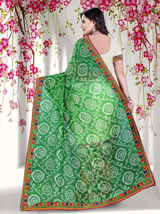 Dhiyona RV Women's Floral Embroidery Georgette Saree with Blouse ( KVD193 )