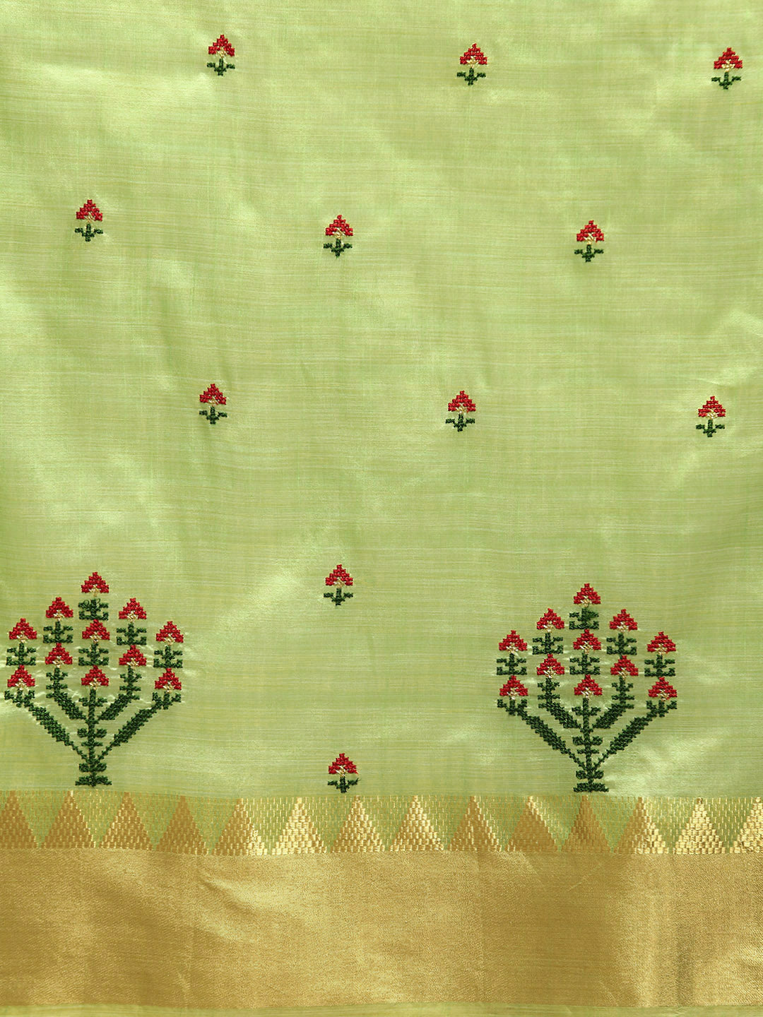 Dhiyona RV Women's Assam Silk Colorful Thread Embroidered Saree ( KVD1932 )
