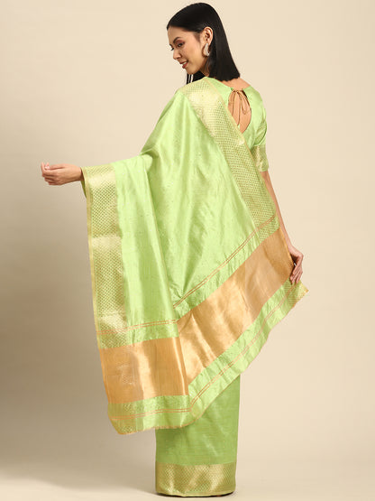 Dhiyona RV Women's Designer Assam Cotton Silk Saree with Golden Border & Sequins Weaving With Blouse ( KVD2013 )