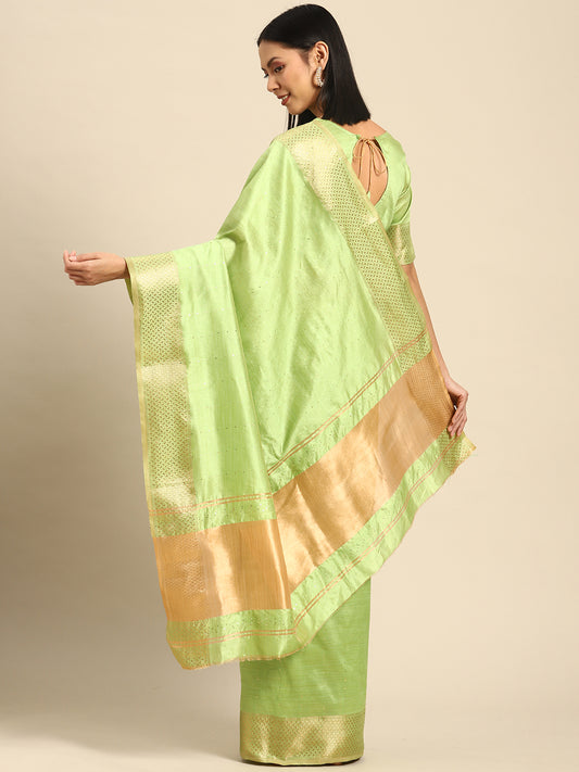Dhiyona RV Women's Designer Assam Cotton Silk Saree with Golden Border & Sequins Weaving With Blouse ( KVD2013 )