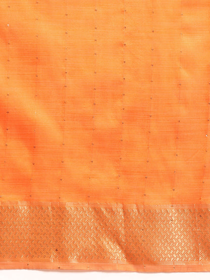 Dhiyona RV Women's Designer Assam Cotton Silk Saree with Golden Border & Sequins Weaving With Blouse ( KVD2015 )