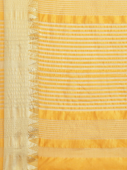 Dhiyona RV Women's Elegant Assam Cotton Silk Saree with Colorful Thread Embroidery & Temple Border With Blouse ( KVD2044 )