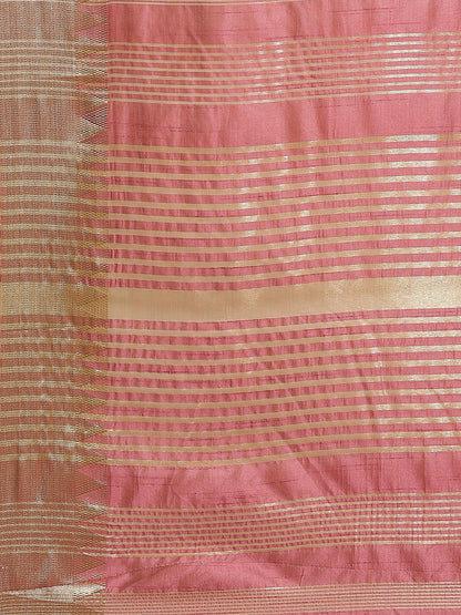 Dhiyona RV Women's Elegant Assam Cotton Silk Saree with Colorful Thread Embroidery & Temple Border With Blouse ( KVD2048 )