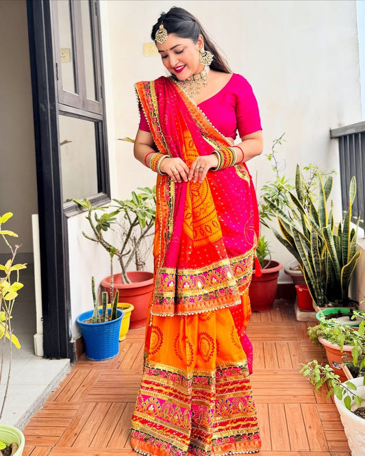 Dhiyona RV Women's Soft Pure Chiffon With Colourful Embroidery Heavy Lace Saree With Blouse ( KVD2075 )