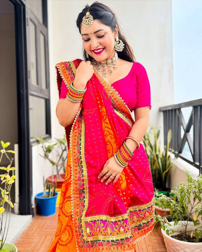 Dhiyona RV Women's Soft Pure Chiffon With Colourful Embroidery Heavy Lace Saree With Blouse ( KVD2075 )