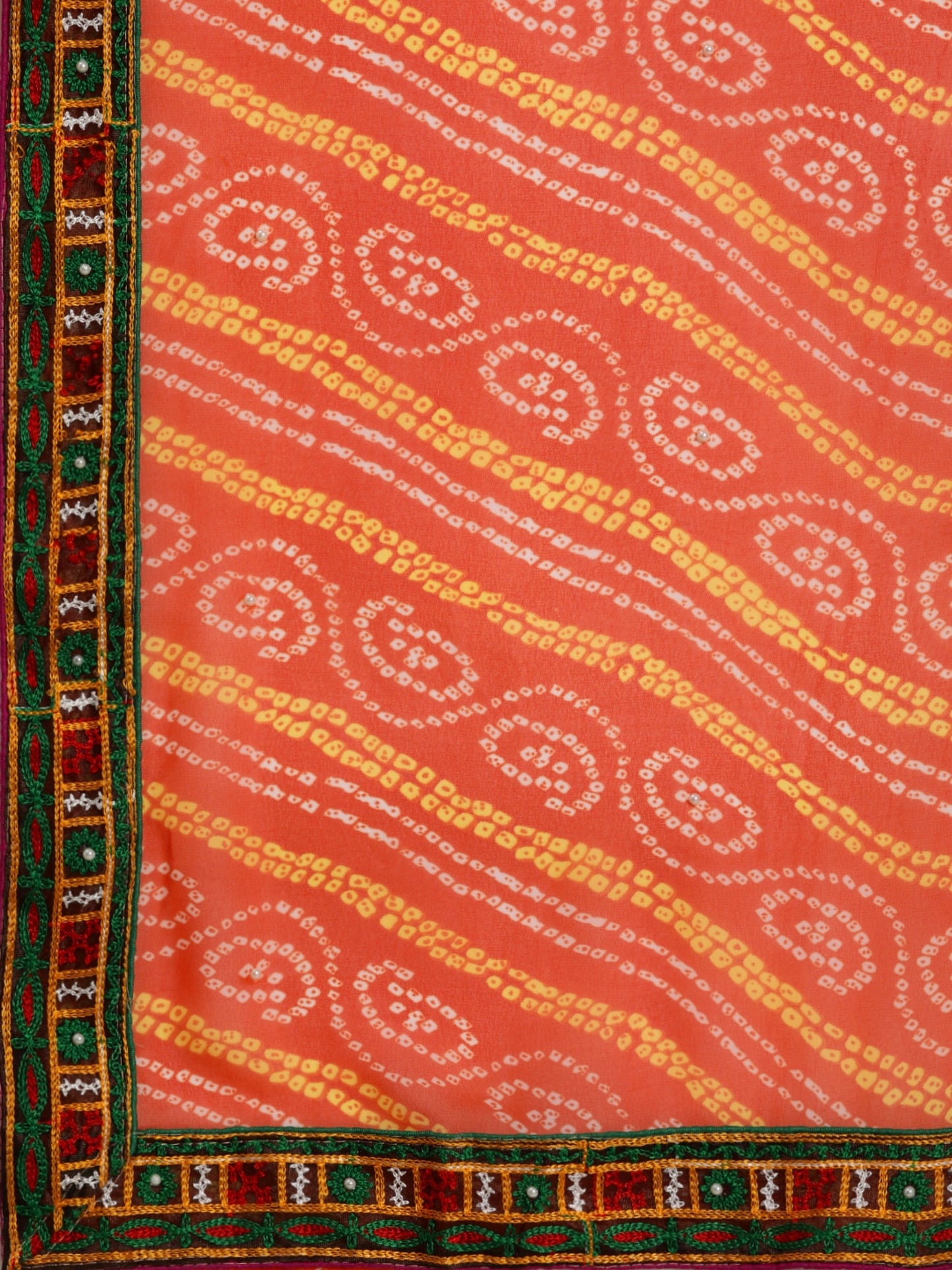 Dhiyona RV Women's half and half bandhani pallu Orange  and Navy Blue color saree ( KVD209 )