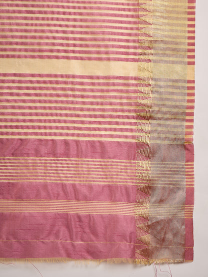 Dhiyona RV Women's Assam Cotton Silk Saree with Multi Thread Embroidery & Zari Temple Border With Blouse ( KVD2134 )