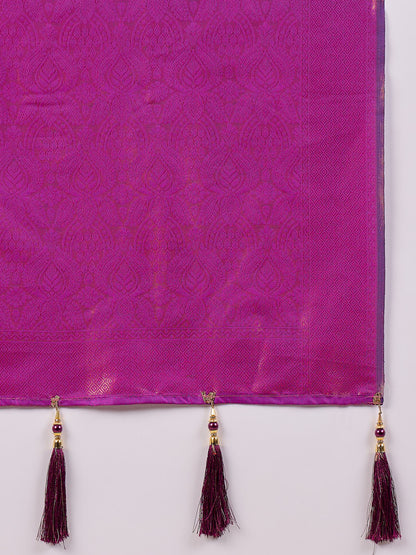 Dhiyona RV Women's Traditional Kanjivaram Silk Saree with Golden Zari Woven Border With Blouse ( KVD2142 )
