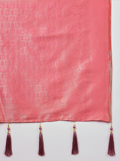 Dhiyona RV Women's Traditional Kanjivaram Silk Saree with Golden Zari Woven Border With Blouse ( KVD2143 )