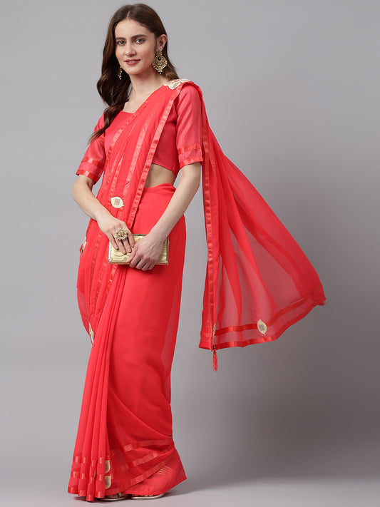 Dhiyona RV Women's Elegant Printed Georgette Saree with Unstitched Blouse ( KVD276 )