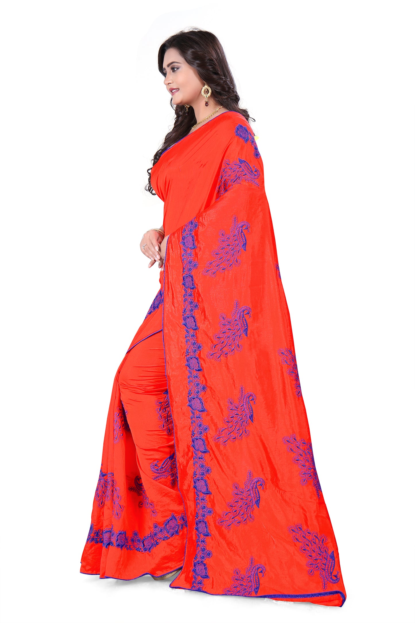 Dhiyona RV Women's Designer Sana Silk Thread Embroidered Saree with Banglori Silk Blouse ( KVD383 )