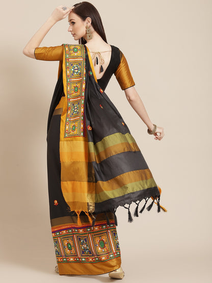 Dhiyona RV Women's Designer Cotton Silk Embroidered Saree with Heavy Border ( KVD406 )