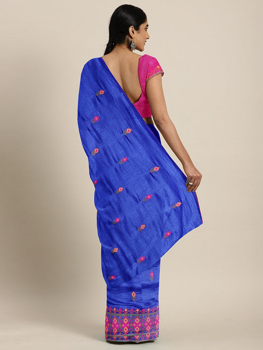 Dhiyona RV Women's Georgette Thread Embroidered border Party/casual Wear Saree (KVD585)