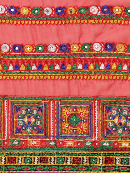 Dhiyona RV Women's Georgette With heavy Kutchi Embroidered Work Saree ( KVD711 )