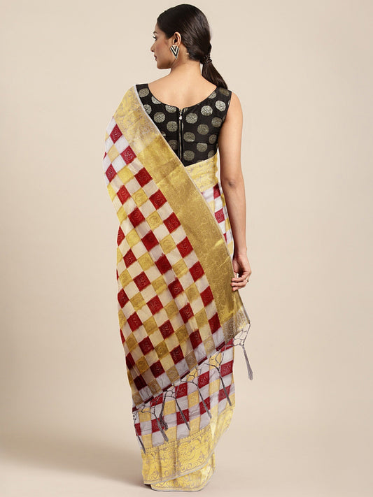 Dhiyona RV Women's Kanchipuram Silk With Printed And Zari Woven Saree ( KVD797 )