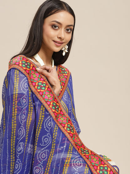 Dhiyona RV Women's Designer Peacock Pattern Embroidery Georgette Saree with Blouse ( KVD9 )