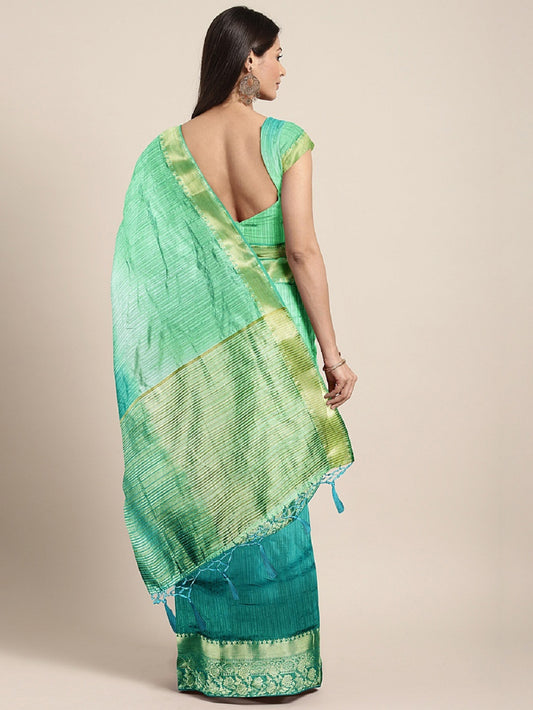 Dhiyona RV Women's Banarasi Silk With Silver and Golden Jacquard Print Saree  ( KVD914 )