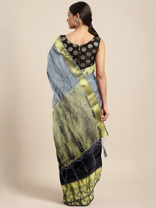 Dhiyona RV Women's Banarasi Silk With Silver and Golden Jacquard Print Saree  ( KVD917 )